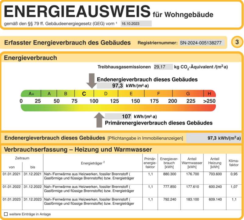 Energieausweis für Wohngebäude AWG Frankenberg/Sa.