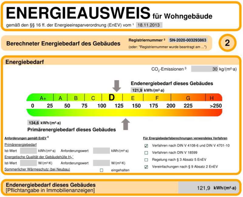 Energieausweis für Wohngebäude AWG Frankenberg/Sa.