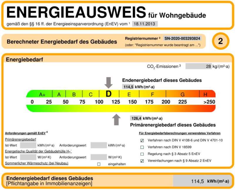 Energieausweis für Wohngebäude AWG Frankenberg/Sa.