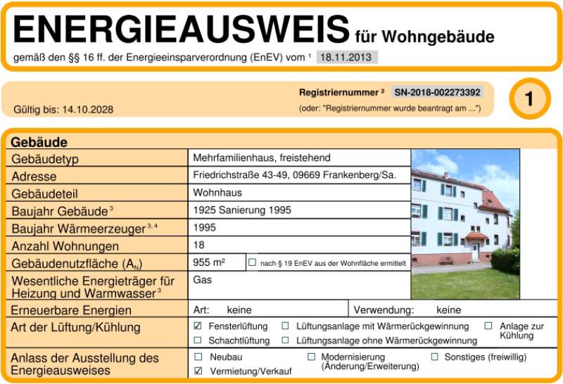 Energieausweis für Wohngebäude AWG Frankenberg/Sa.