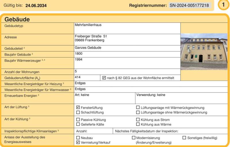Energieausweis für Wohngebäude AWG Frankenberg/Sa.
