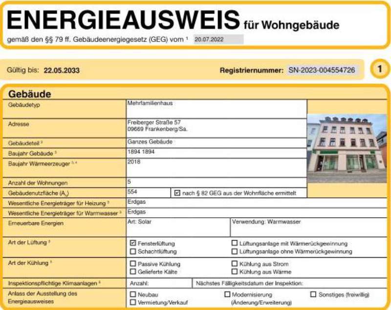 Energieausweis für Wohngebäude AWG Frankenberg/Sa.