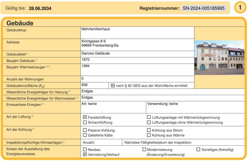 Energieausweis für Wohngebäude AWG Frankenberg/Sa.